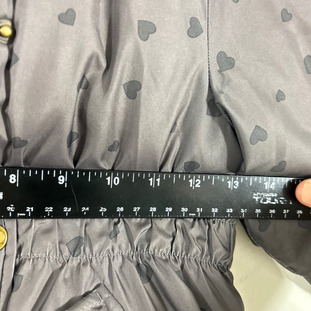 OshKosh B'gosh Parka Kids Size 6 Gray Heart Print Fleece Hooded Winter Coat - Picture 7 of 15